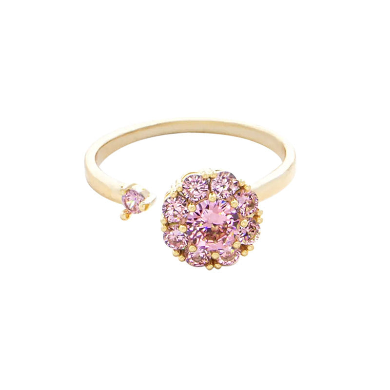 Womens Fashionable Rotatable Simple Elegant All-Match Ring With Flower Design