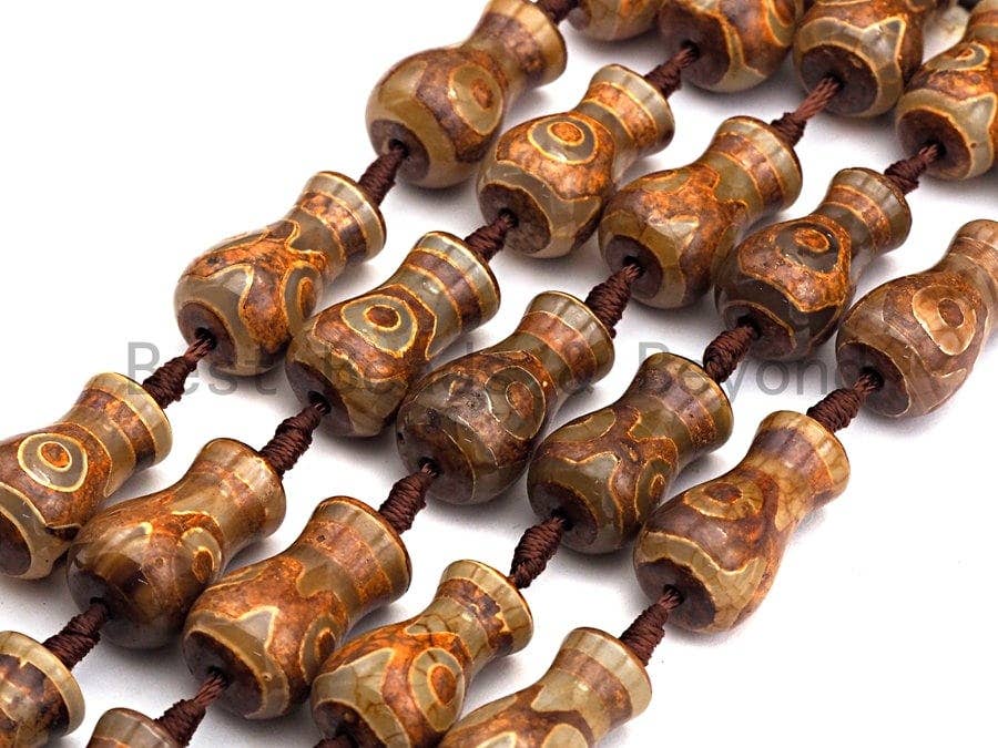1pc/10pcs Natural Tibetan agate Vase Shape Beads, Dzi Agate Beads, Chunky Tibetan Agate, Ancient Brown Tibetan Bead, 15x25mm, Sku#U513