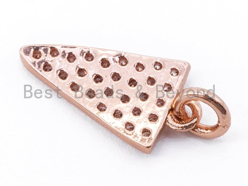 White CZ Micro Pave Triangle Charm for Necklace Bracelet, Cubic Zirconia Charms, 19x8mm,sku#F166