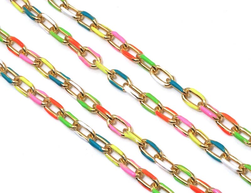 High Quality Colorful enamel Oval Link Chain by foot/Necklace,sku#HX07