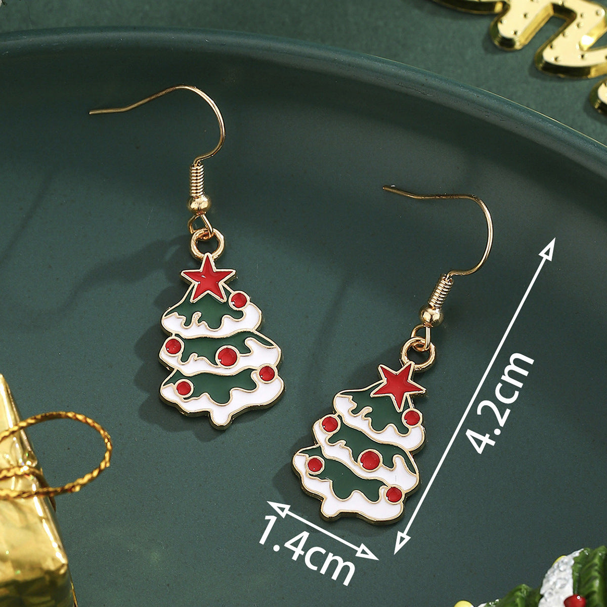 Cross-Border Personalized Christmas Alloy Earrings Christmas Hat Colorful Star Dot Diamond Christmas Tree Elk Gingerbread Man Earrings