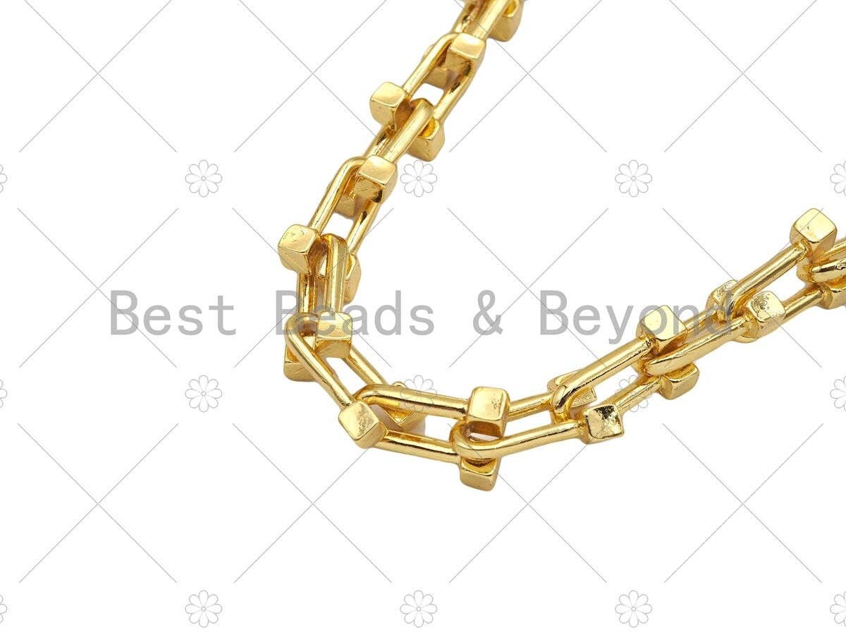 NEW STYLE U link Chain Chunky Statement Chain by Yard, U shape Bulky Link chain, Gold Filled Chain, Necklace Supplies, sku#LD116