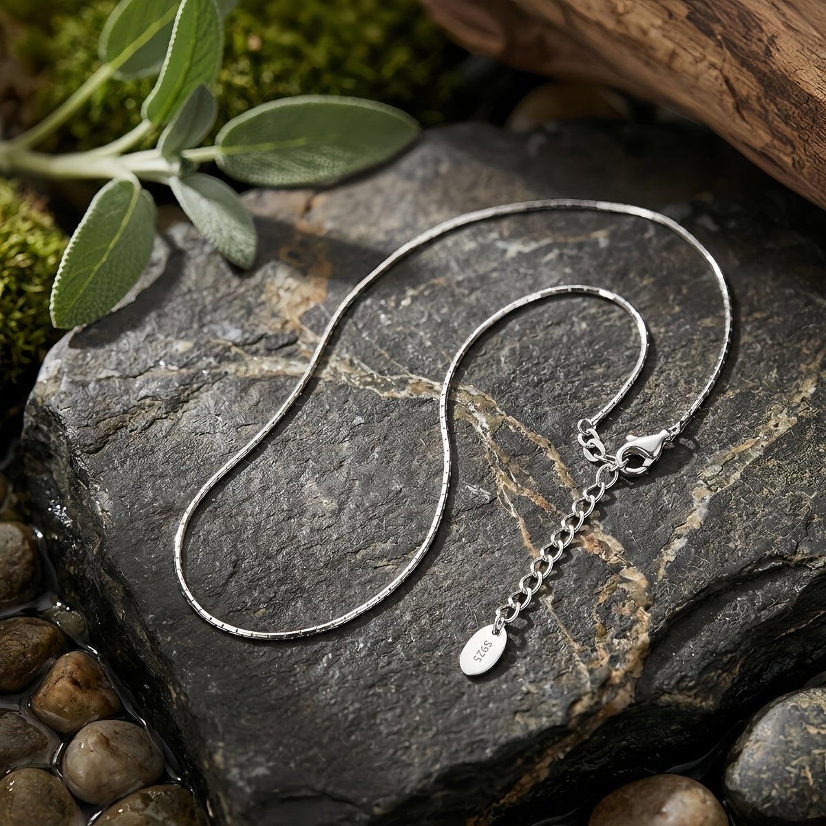 925 Sterling Silver Sterling  Chain Necklace with Adjustable Extender and S Charm