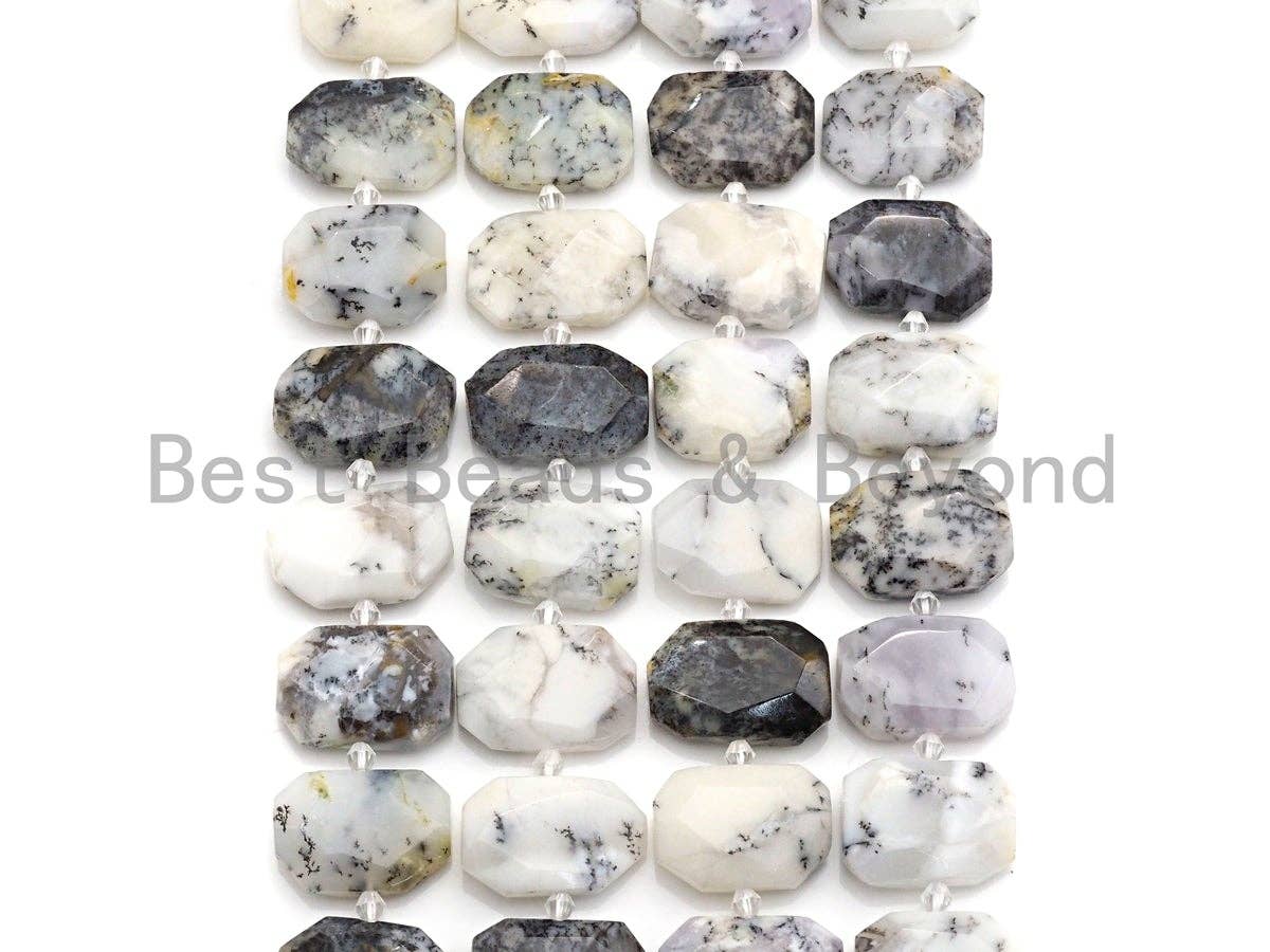 Natural Dentric Opal Rectangle Faceted Beads, Natural Opal beads, 16x22mm, sku#U652