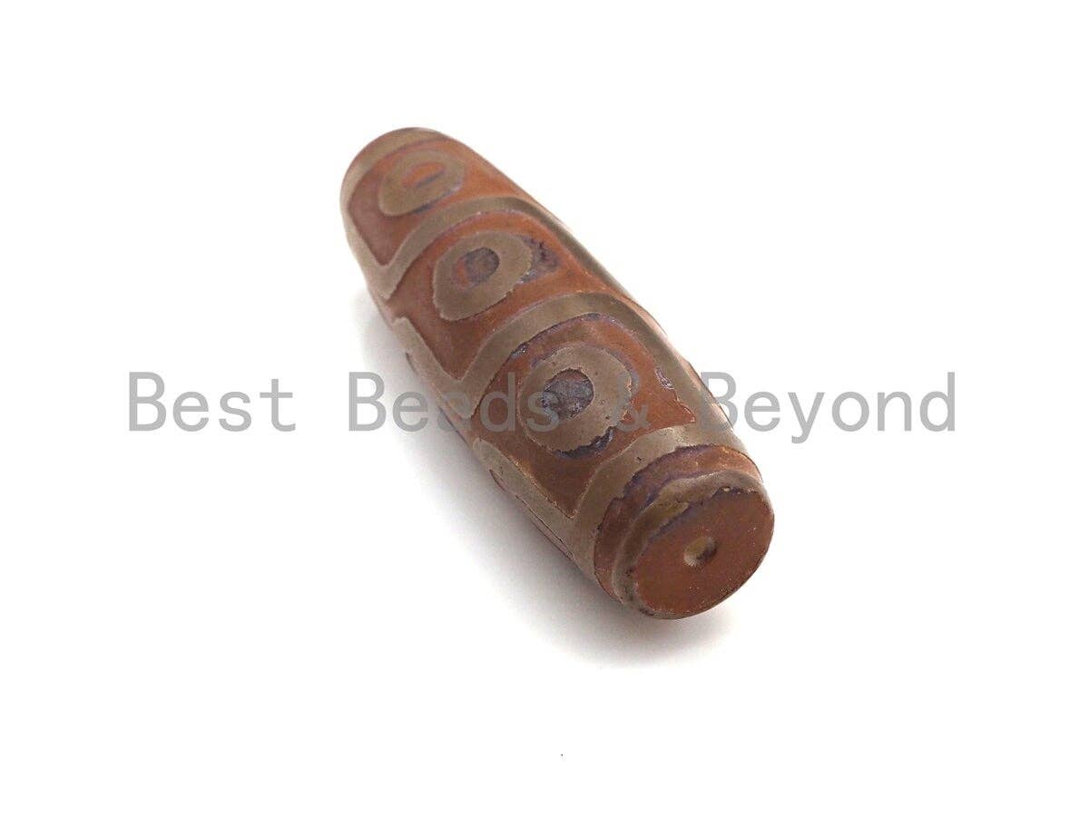 Mega Size Natural Tibetan Agate Beads, 22x72mm Focal Barrel Shape Brown Tibetan Agate Bead, DZI Agate, sku#U892