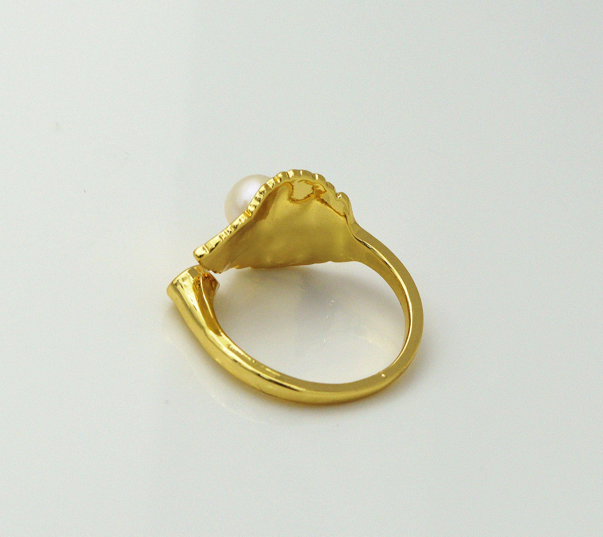 CZ Leaf with Pearl Adjustable Ring, Sku#LD262