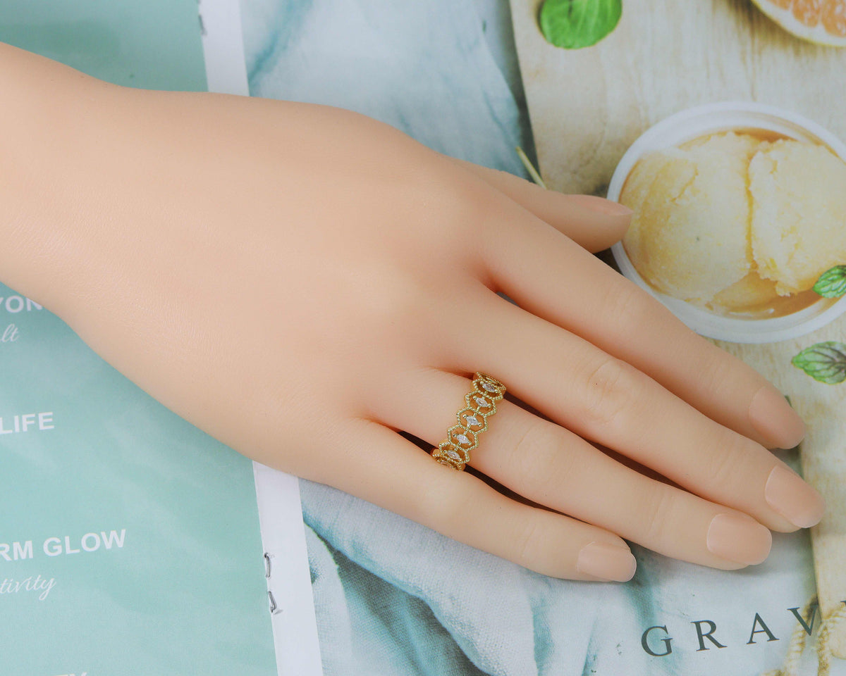 CZ Hexagon Adjustable Ring, Sku#LD207