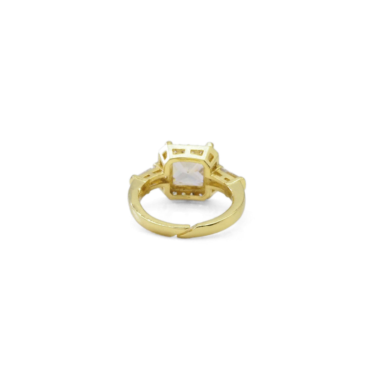 Gold Silver Big Square CZ Adjustable Ring, Sku#A113C