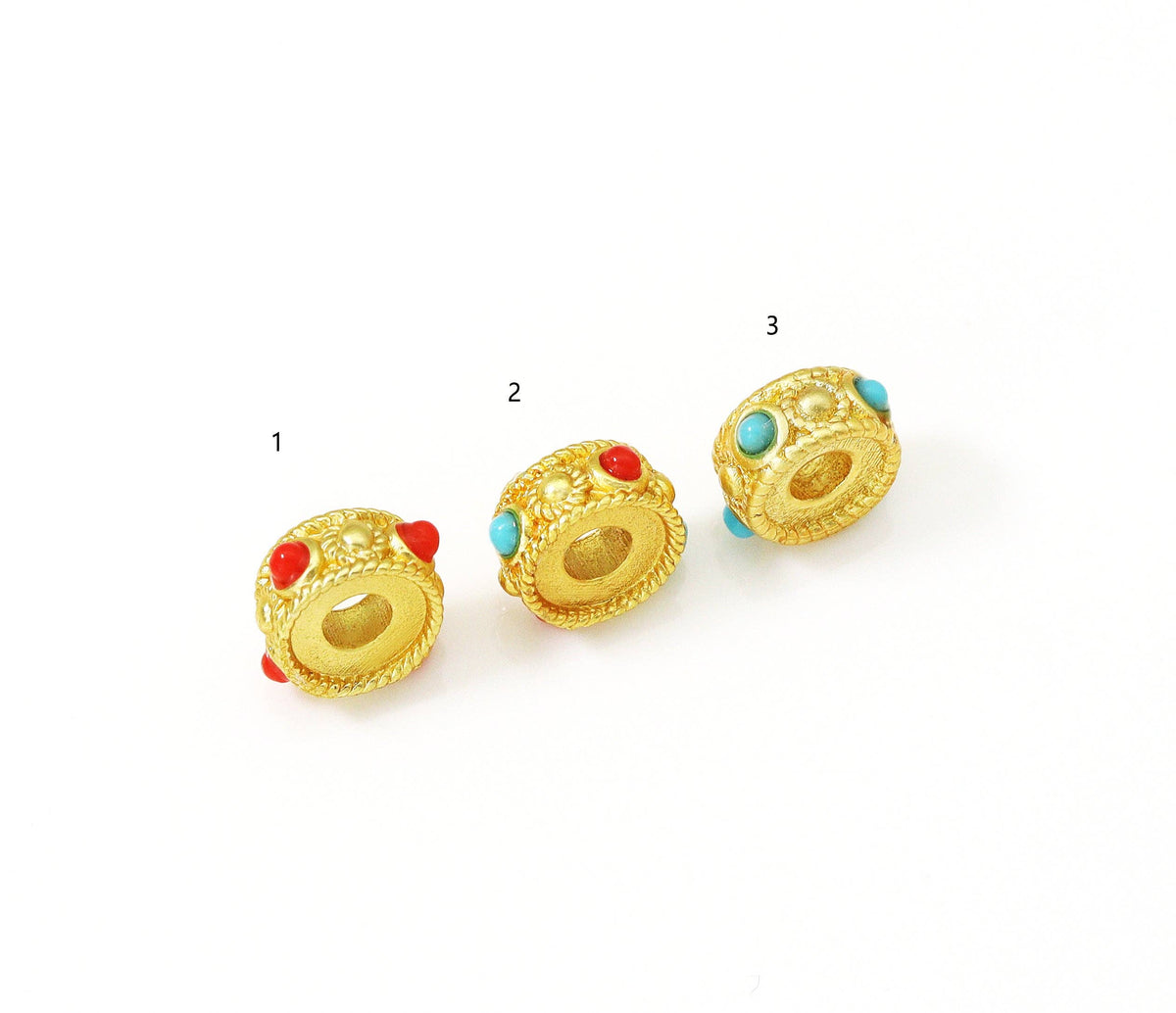 Gold Enamel Wheel Spacer Beads, Sku#LX21c