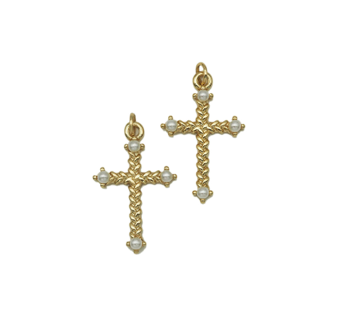 Gold Pearl Cross Pendant, sku#Y605