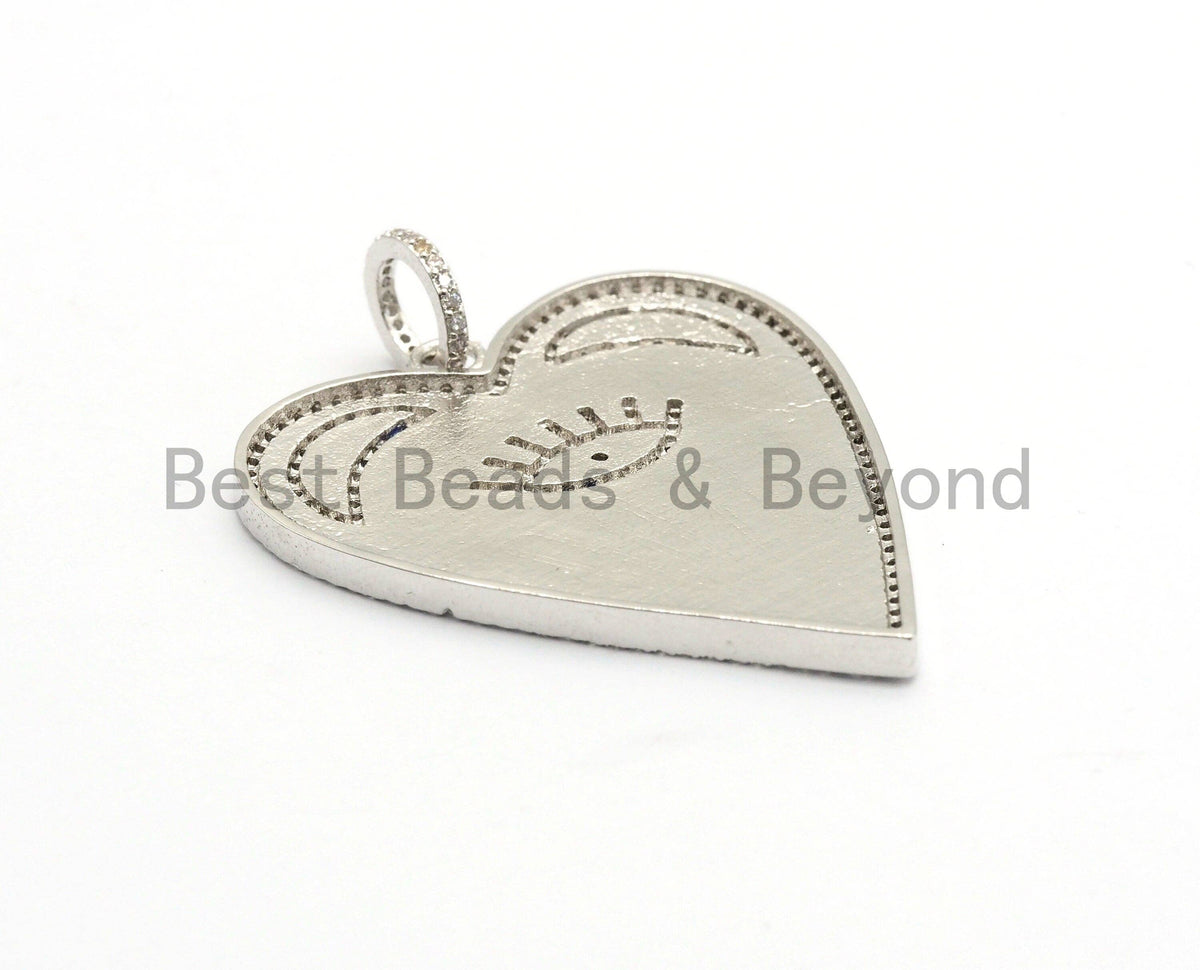 Large Enamel Colorful Heart Shape With Evil Eye Moon Heart Pendant,CZ Micro Pave Oil Drop pendant, Heart Enamel pendant,37x42mm,sku#F579