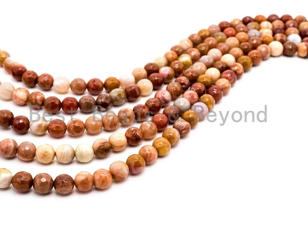 Natural Faceted Round Wood Agate beads, 6mm/8mm/10mm/12mm Natural Brown Gemstone beads, Natural Agate Beads, 15.5inch strand, SKU#U123