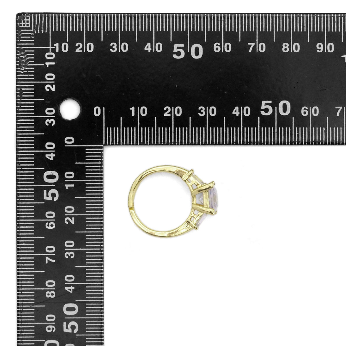 Gold Silver Clear Square CZ Adjustable Ring, Sku#A112