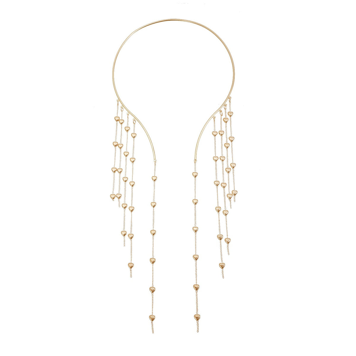 Draped Multi-Layer Heart Tassel Choker Vintage Futuristic Sexy Dress Neckpiece For Women