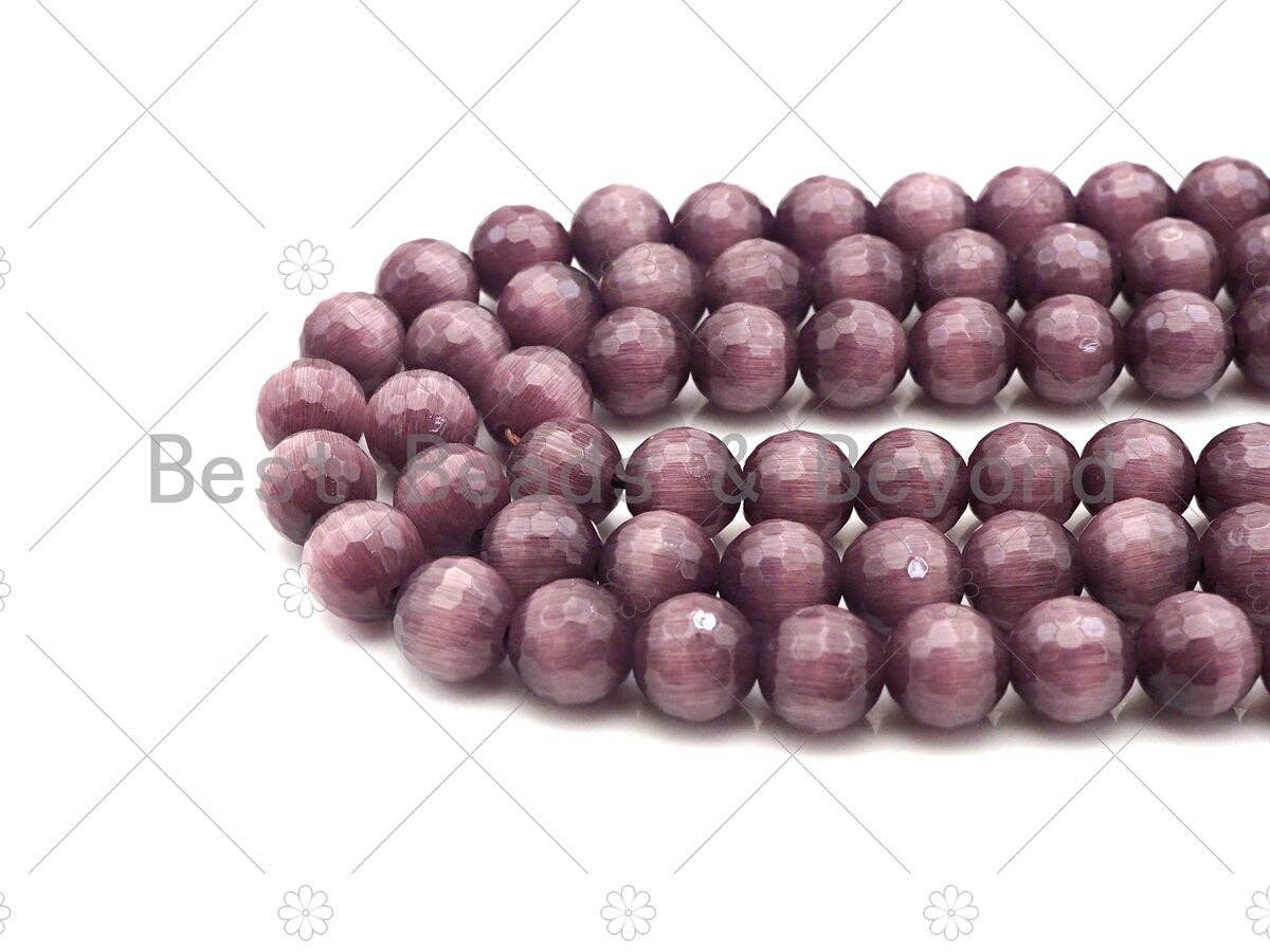 Special Cut Cat's Eye Brown Round Faceted Beads, 6mm/8mm/10mm/12mm Round Faceted, 15.5'' Full Strand, Sku#UA197