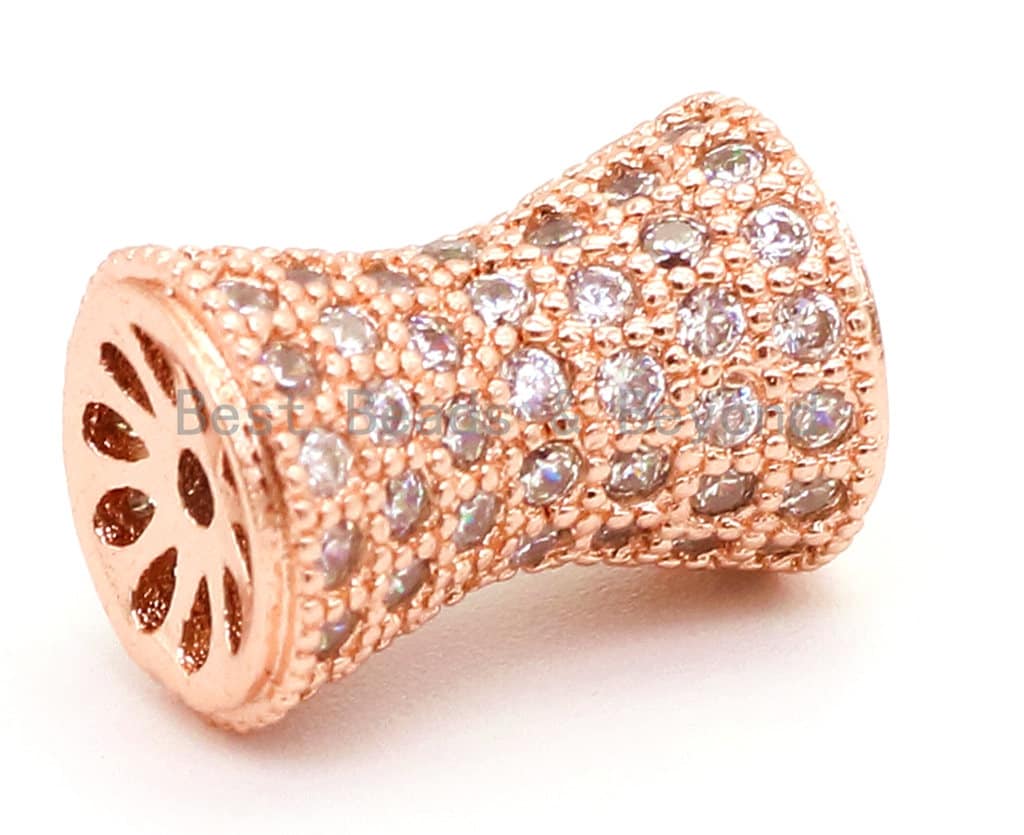 CZ Clear Micro Pave Hourglass Spacer Beads for Bracelet/Necklace, Cubic Zirconia Beads, Bracelet Charms 13x10mm, sku#G50