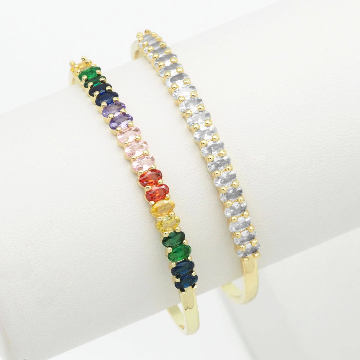 Rainbow Clear Oval CZ Bracelet,Sku#LD361