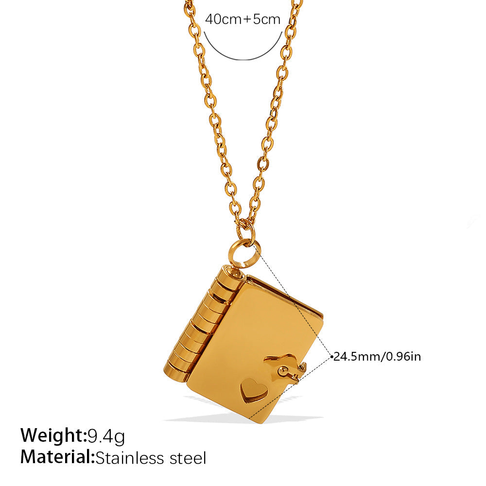 New Envelope Book Pendant Clavicle Necklace For Women, Minimalist Fashion Literary Style Necklace