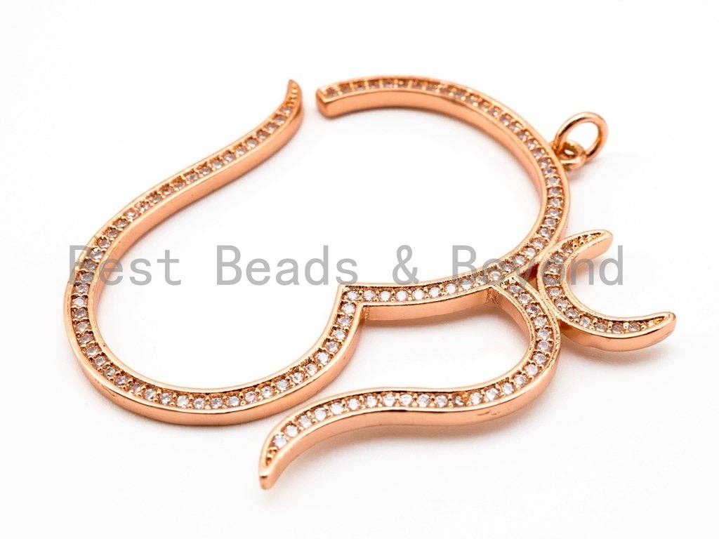 CZ Micro Pave Large Om Pendant, 42x46mm, Ohm Yoga Pendant Beads, Pave OM Charm, SKU#F382