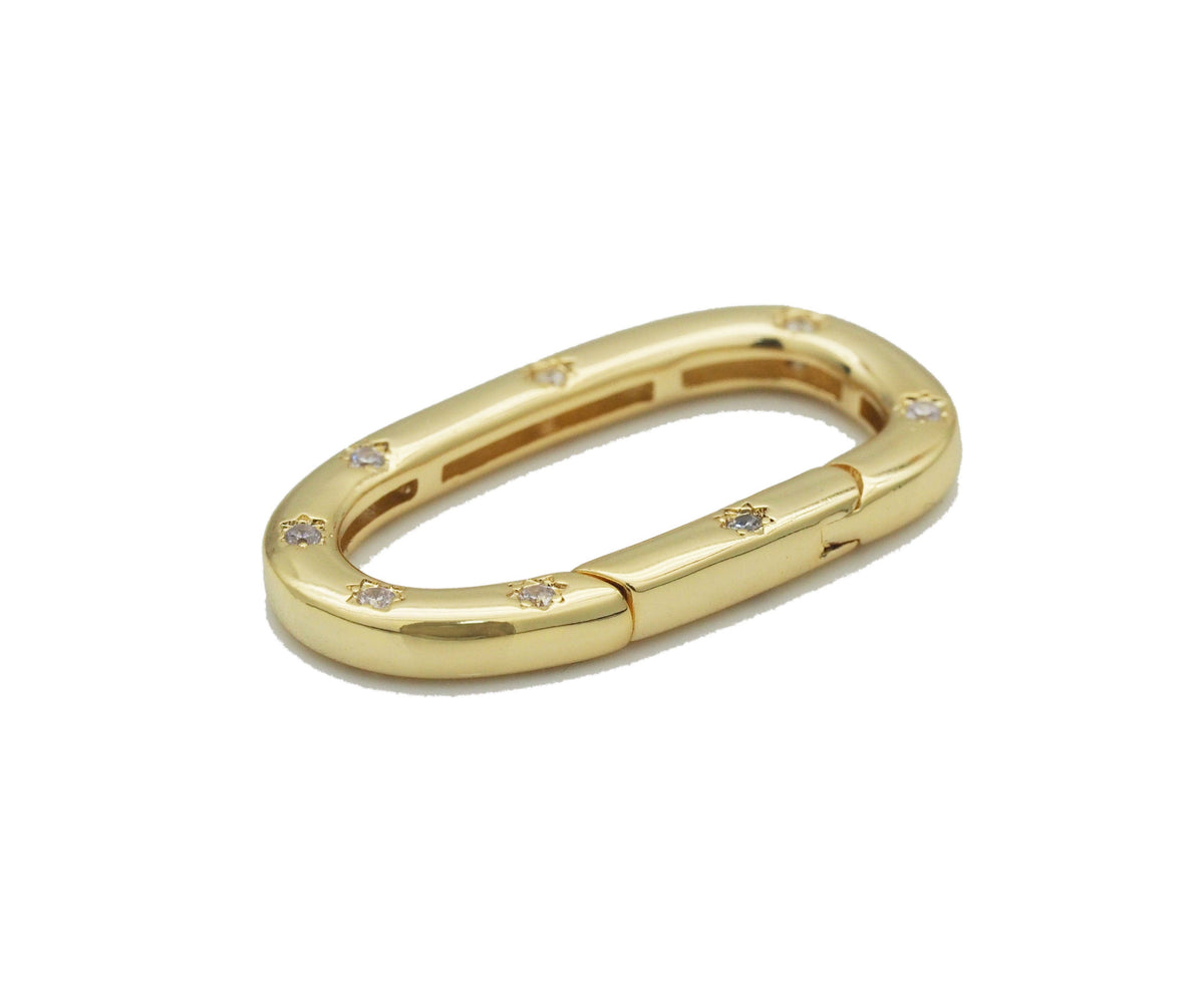 CZ Oval Gold Clasp , Sku#ML64