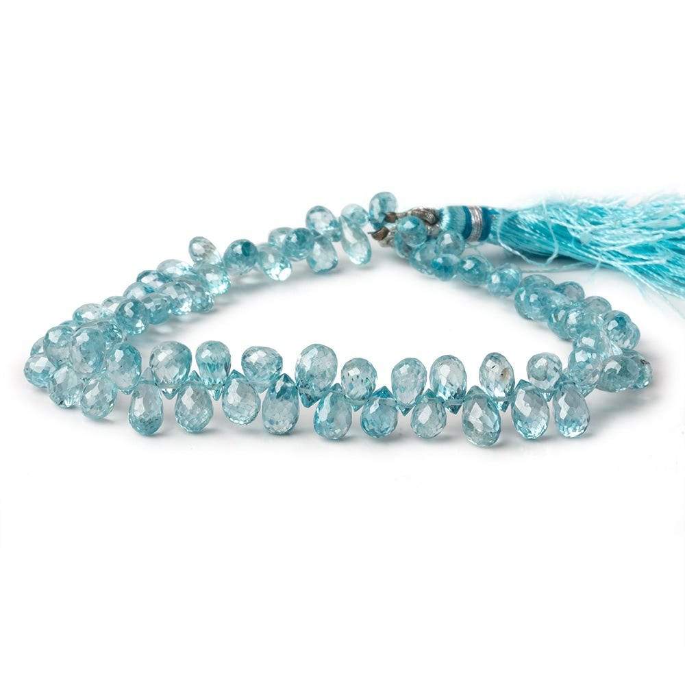5x4mm - 7x5mm Blue Zircon Faceted Tear Drop Briolettes 8 inch 79 beads AA