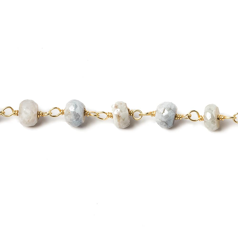 6-6.5mm Silverite Sapphire rondelle Vermeil Chain by the foot 33 pieces