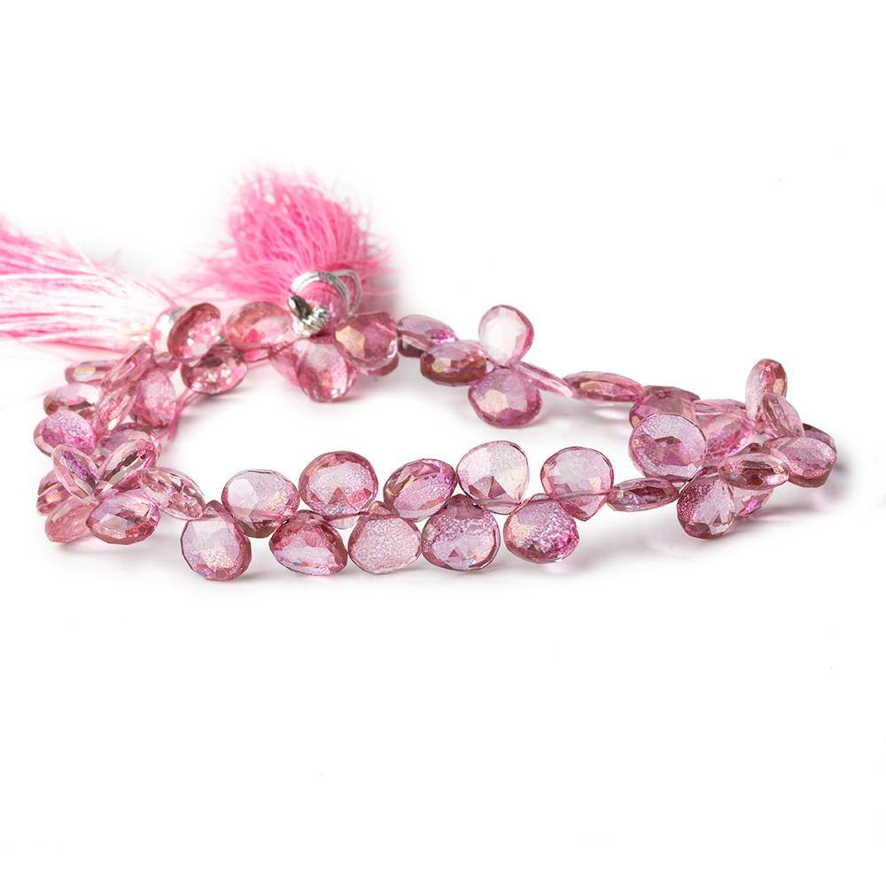 6-7mm Mystic Pink Topaz faceted heart beads 8 inch 54 pieces