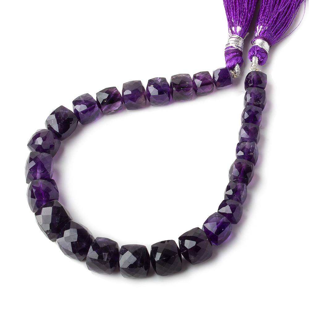 6-9mm African Amethyst faceted cube beads 8 inch 26 beads A