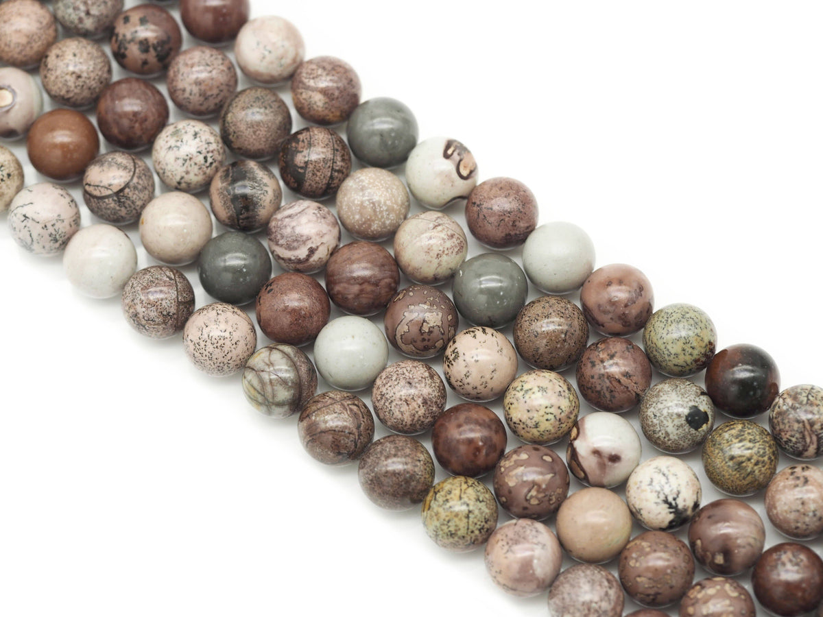 Natural Red Grass Flower Jasper Round Smooth Beads, Sku#U1331c