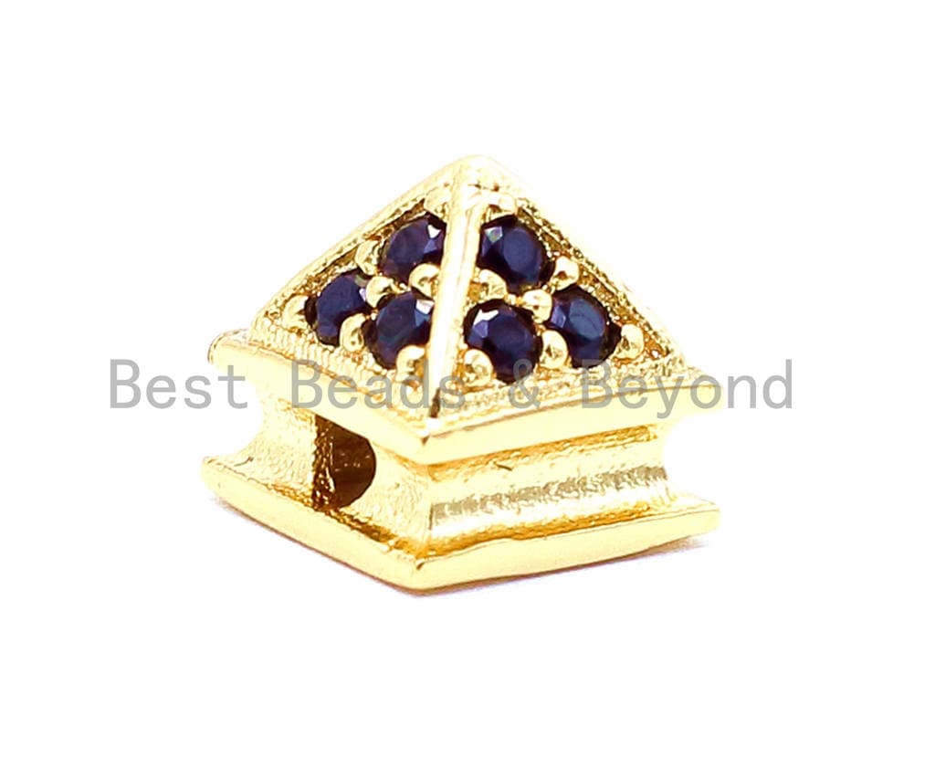 CZ Pyramid Spacer Black Micro Pave Beads, Cubic Zirconia Spacer Beads,Sku#G120