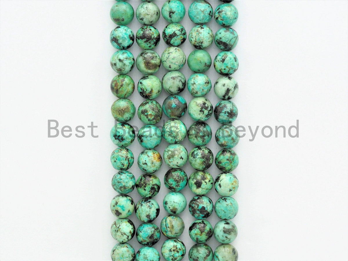 Quality Natural Green African Turquoise Round Smooth Beads, 6mm/8mm beads Finish, Green Gemstone Beads, 15.5inch strand, SKU#U391