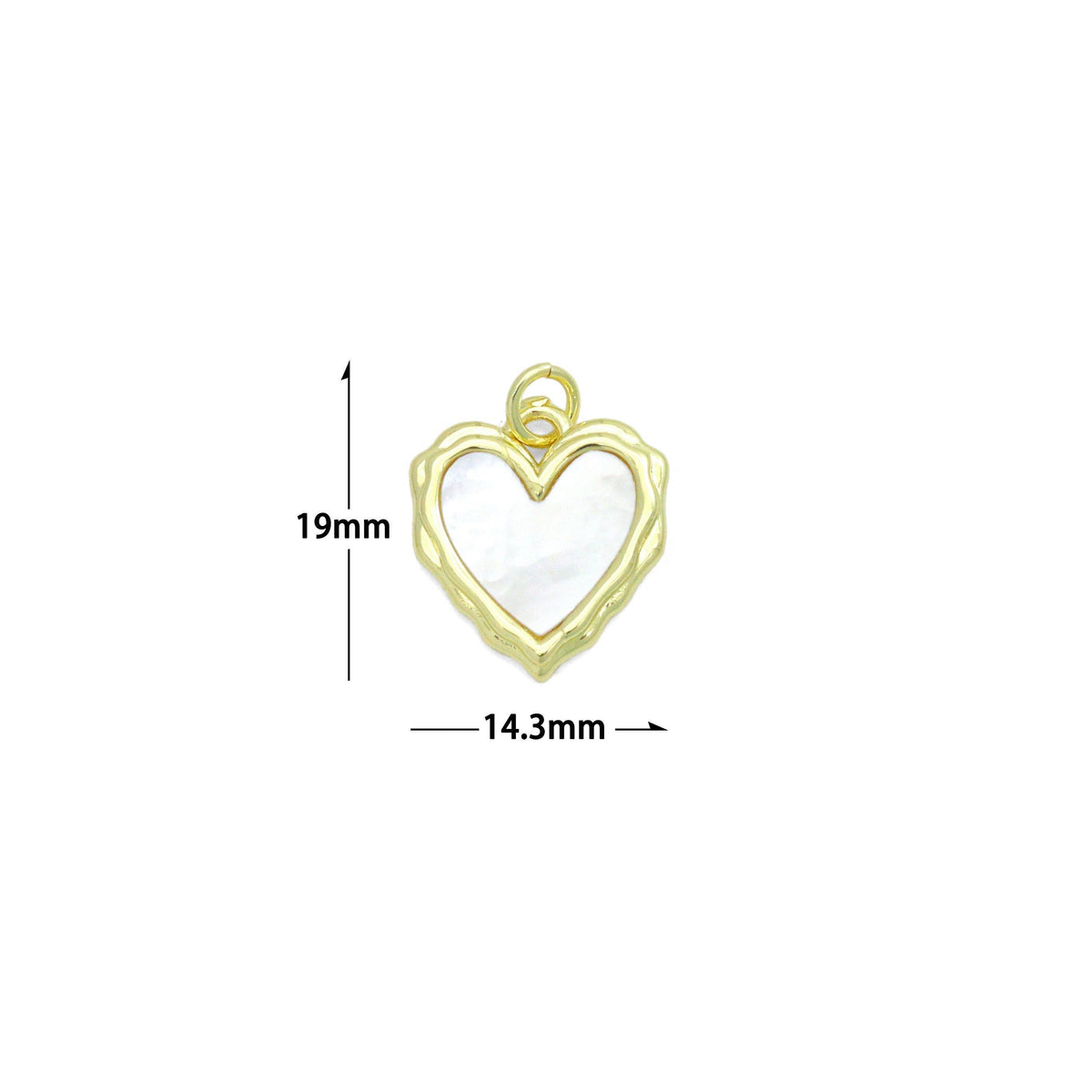 White Pearl Textured edge Heart Frame Charm Pendant,Sku#LK1217