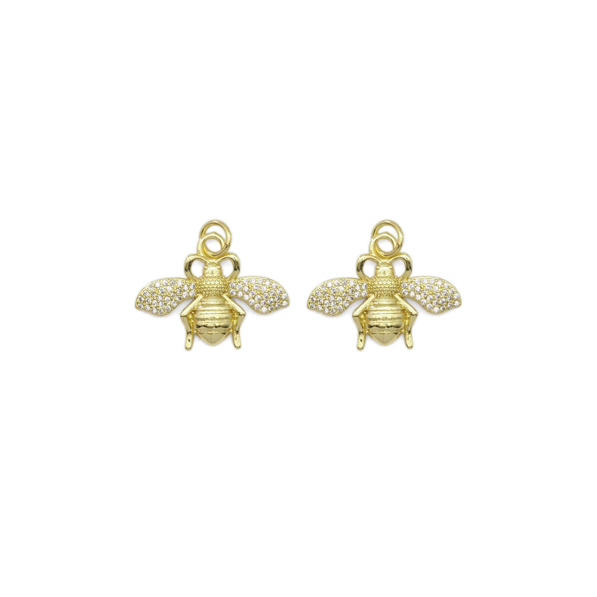 Clear CZ Gold French Bee Charm, Sku#LX316