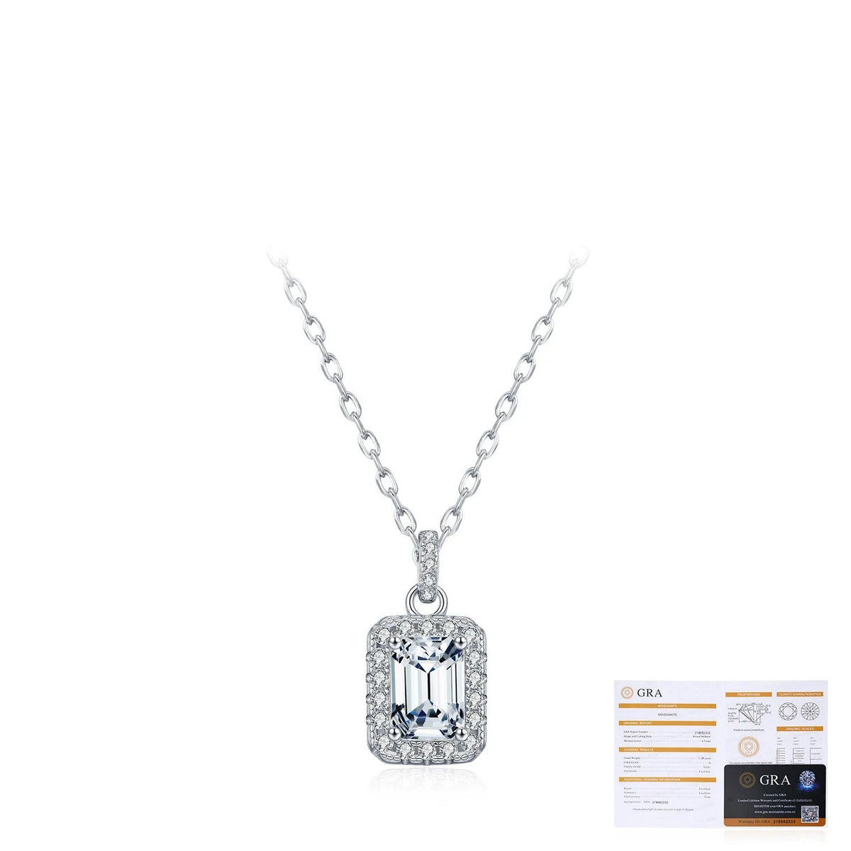 Emerald-Cut D-Color VVS1 Moissanite Pendant Necklace in Sterling Silver – Geometric Locket Style