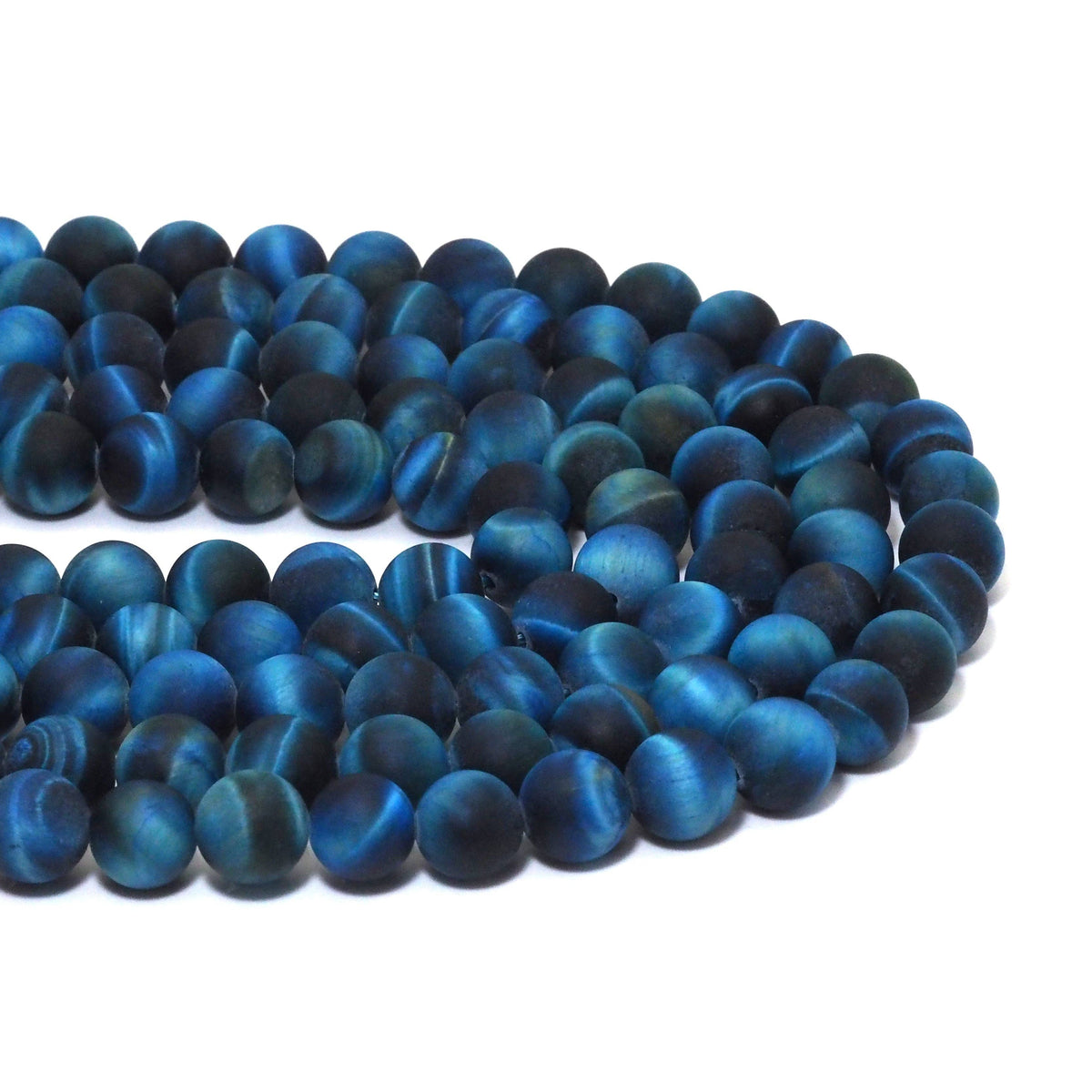 High Quality Blue Tiger Eye Matt Round Smooth Beads, 8mm/10m