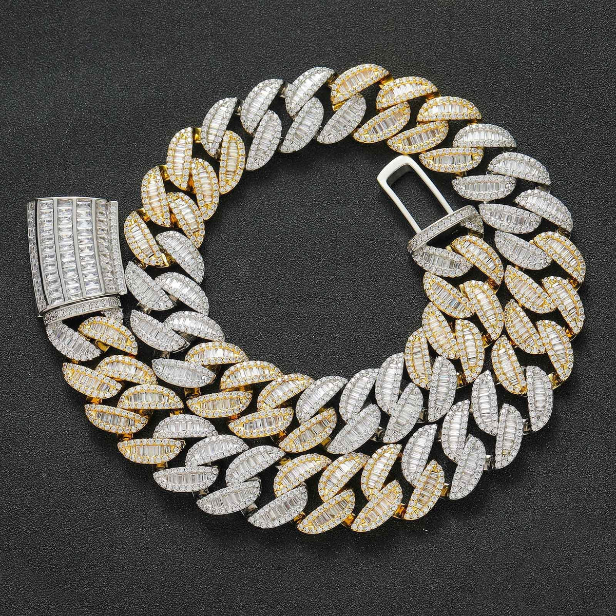 20mm Fully Diamond-Encrusted Square Zircon Cuban Chain Hip-Hop Necklace