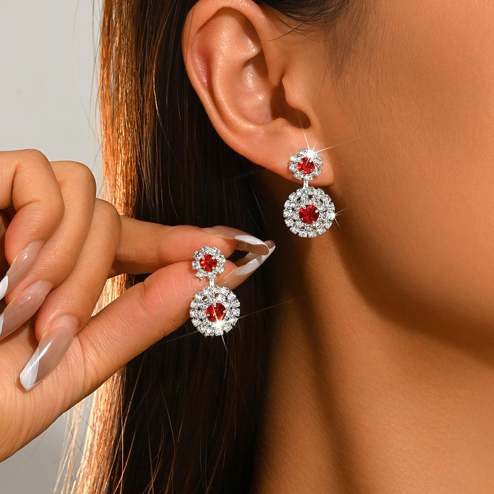 Sparkling Full Rhinestone Flower Drop Earrings, French Vintage Sunflower Stud Earrings Elegant Fashion Ear Jewelry For Women Daily Dating Party