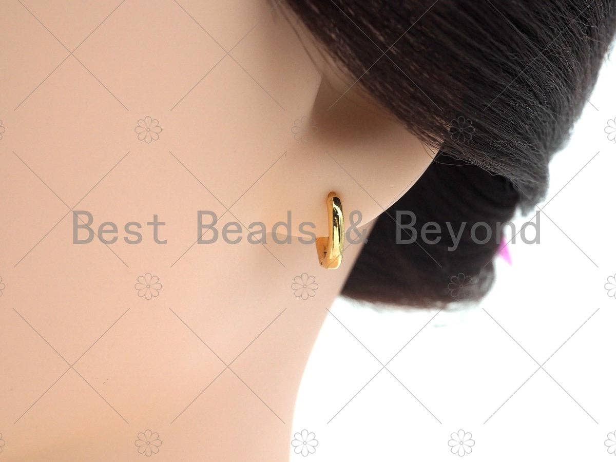 Gold Silver plain Huggie Earrings,SKU#LD56