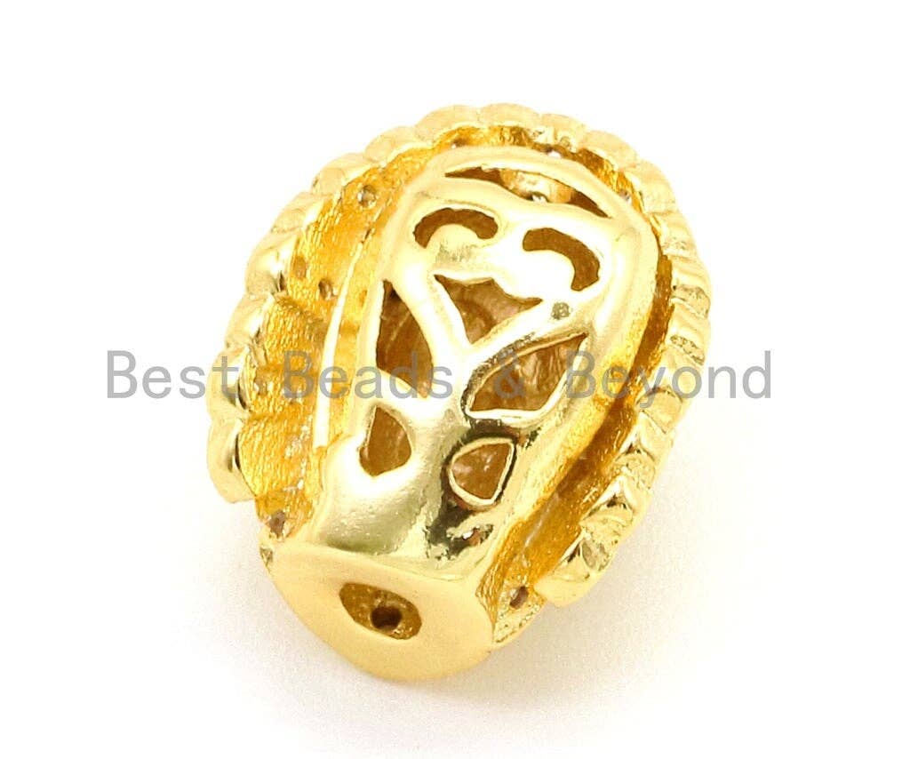 CZ Clear Micro Pave Egyptian Pharaoh's Head Beads, Cubic Zirconia Space Beads, Men's Jewelry Findings, 14x12mm,sku#G140