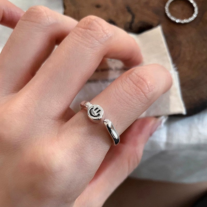 Korean Style 925 Sterling Silver Twisted Chain Ring, Adjustable Open Cuff, Non Tarnish Minimalist Finger Ring