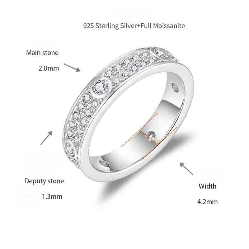 Moissanite Stackable Band Ring in White Gold or Rose Gold – S925 Sterling Silver with Premium 3EX Cut