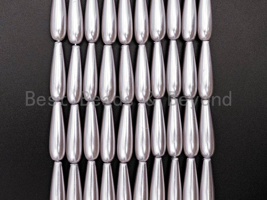 Gray  Natural Mother of Pearl beads,8x30mm Pearl Teardrop beads, Loose Teardrop Smooth Pearl Shell Beads, 16inch strand, SKU#T75
