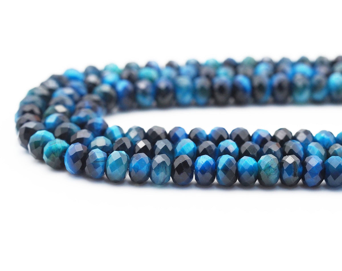 Natural Quality Blue Tiger Eye Rondelle Faceted, Sku#UA295