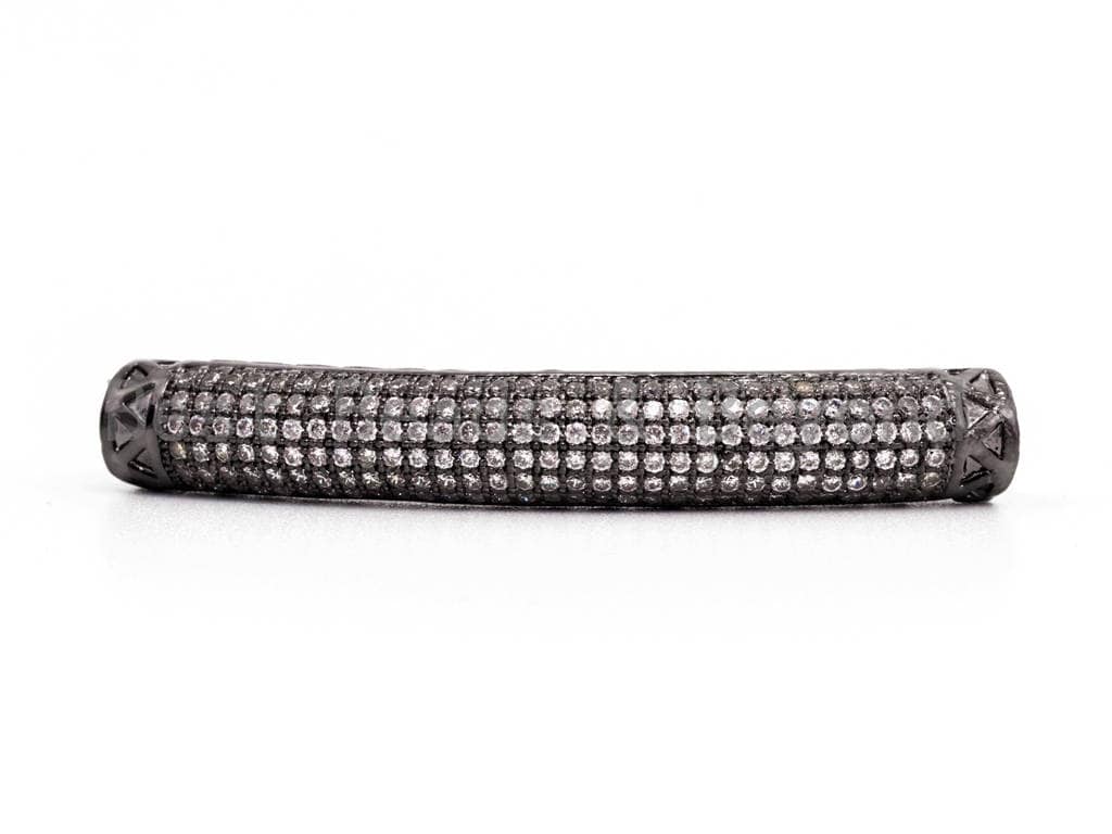 CZ Micro Pave  Half Full Long Curve Tube for Bracelet/Necklace, Cubic Zirconia Separator Tube, 44x6mm Tube Beads, sku#C60