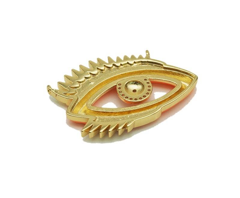Colorful CZ Enamel Evil Eye Pendant, Sku#F1459C