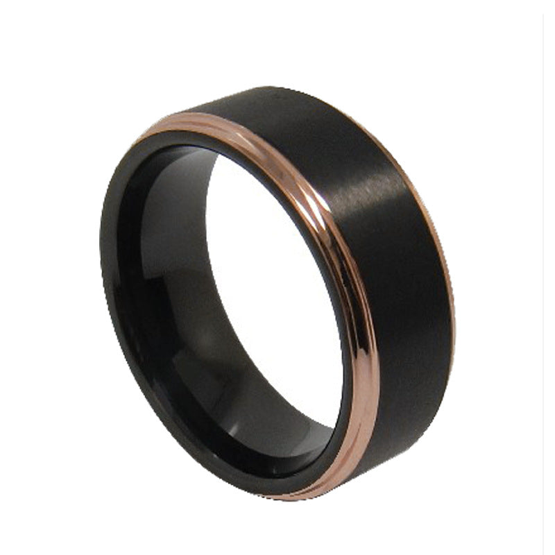 Eight-wide Step Sandblasted Electric Black Bezel Electric Rose Gold