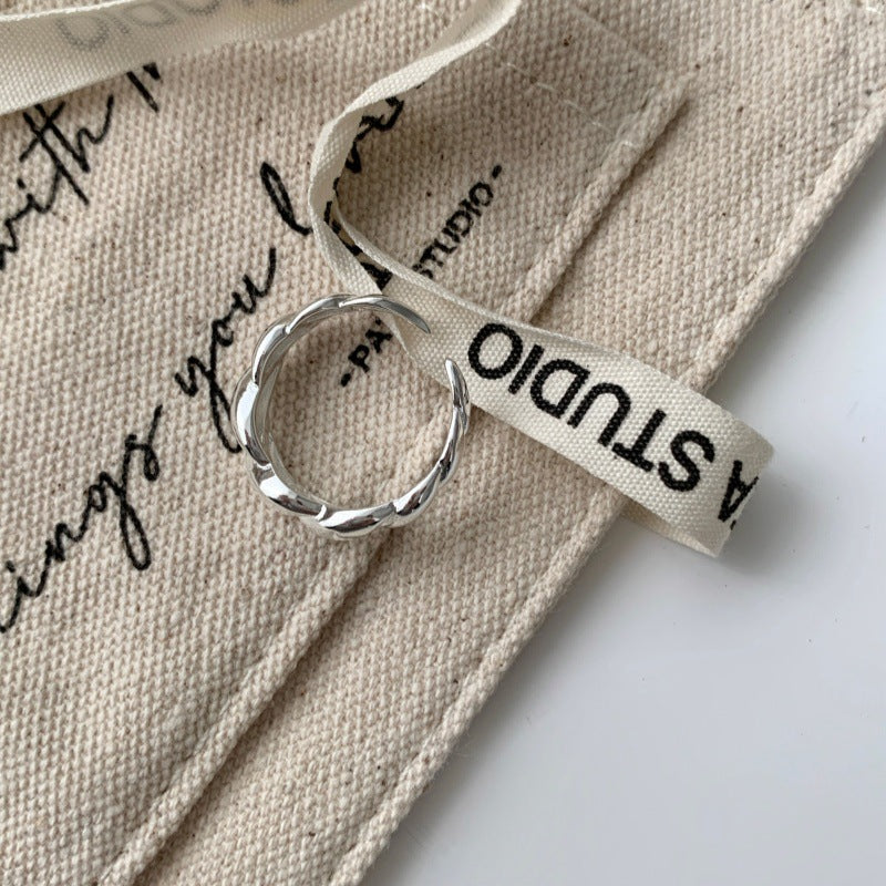 Korean Style Irregular Plain Band Ring For Women, INS Niche Design, Anti-Fade Adjustable Open Ring