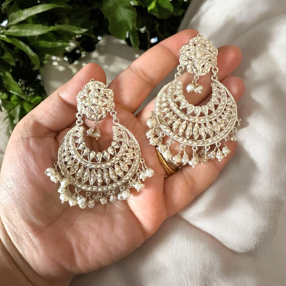 92.5 silver statement earrings in fresh water pearls ( SHIPS IN 5 WEEKS )