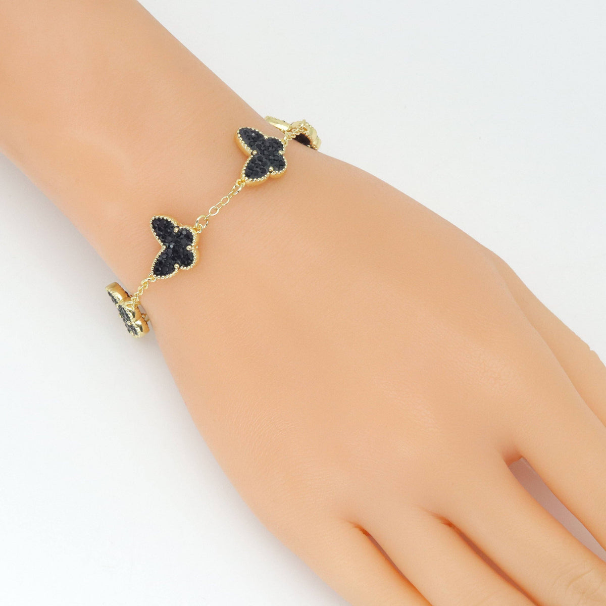 Black White Butterfly Link Adjustable Bracelet, Sku#FH236