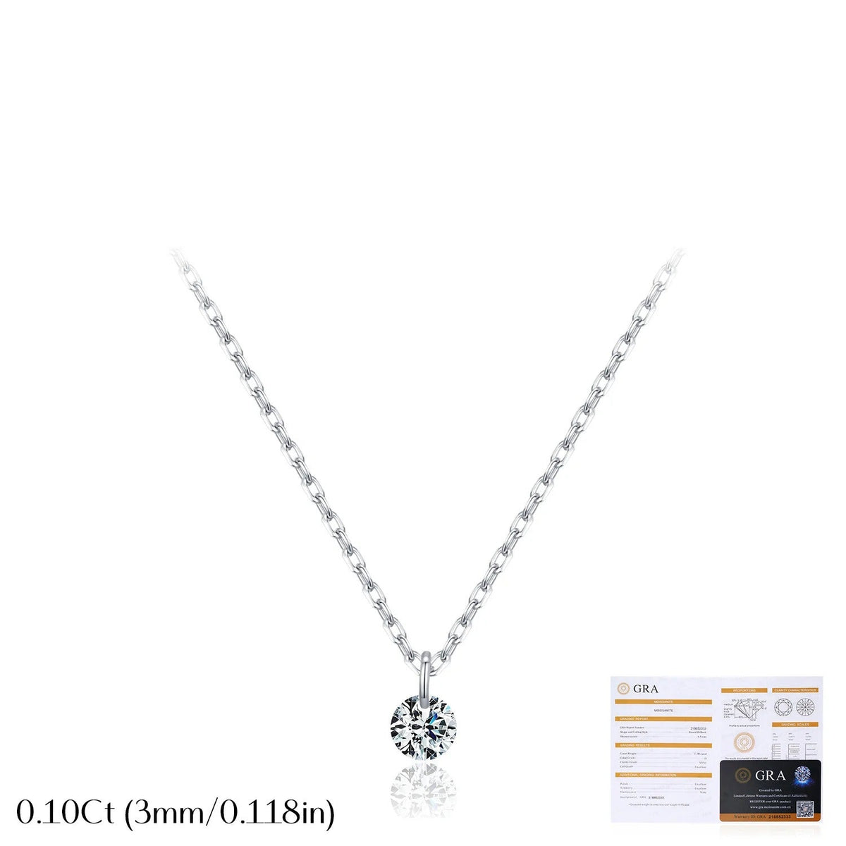 Round D-Color VVS1 Moissanite Solitaire Pendant Necklace in Sterling Silver – Minimalist Clavicle Chain